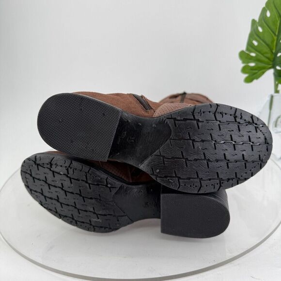 Miz Mooz Women's Noland Knee High Brown Suede Boot Size 36 6 Zip up Block Heel - Picture 11 of 16